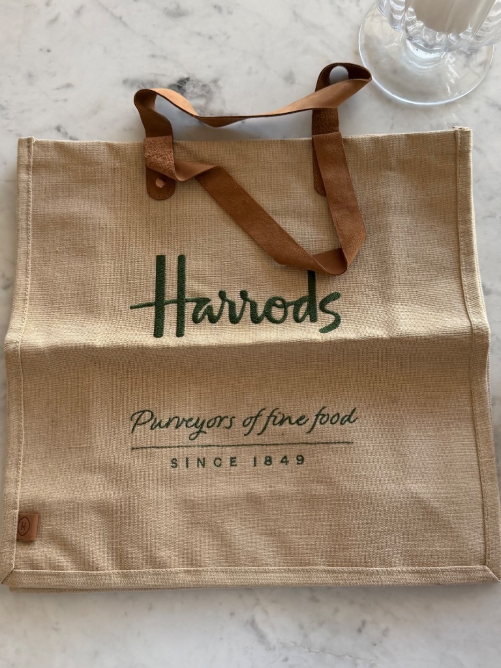 NEW! HARRODS Jute and Cotton Food Halls Shopper Bag